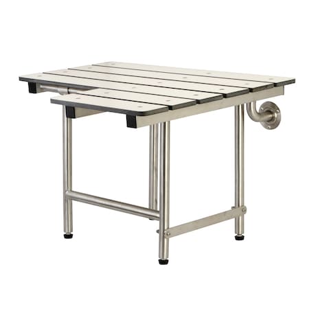 Adascape Wall Mount Shower Seat, 28" L, 304 Stainless Steel, Brushed Stainless Steel KBSS2821P